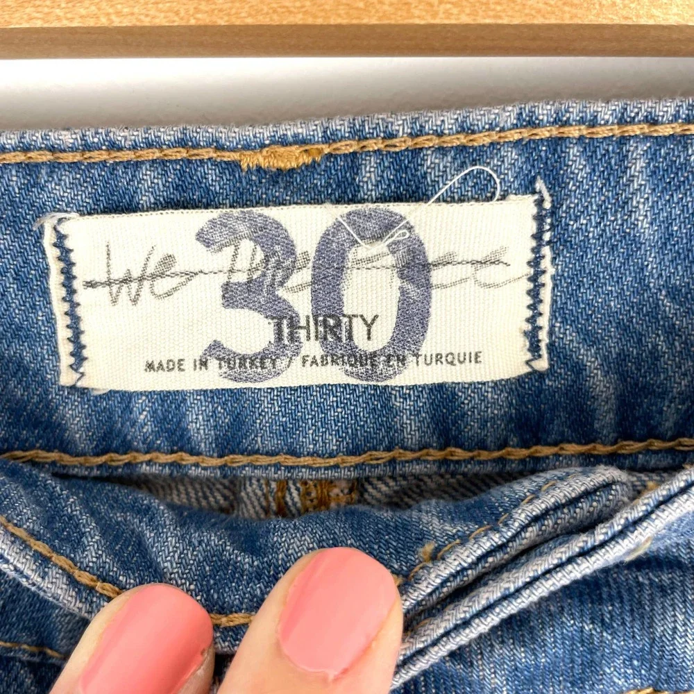 Free People Ezra High Waisted Cargo Jeans In Medium Wash Size 30 New